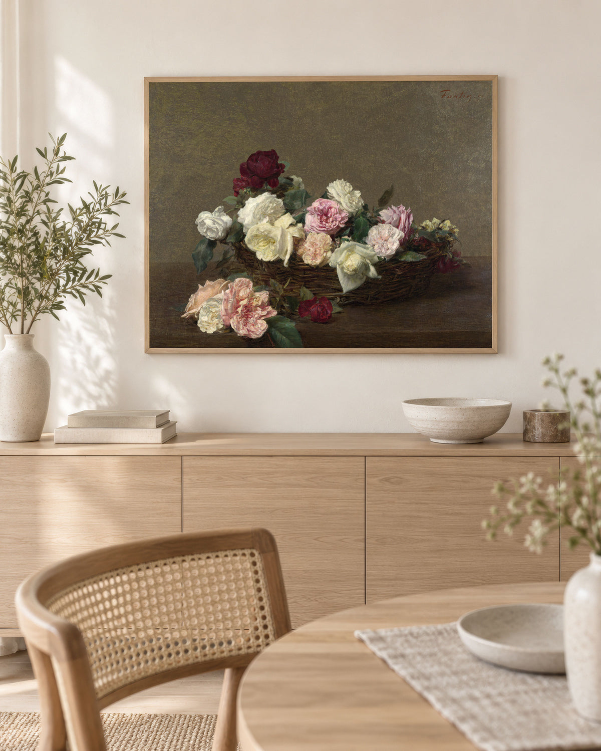 A Basket of Roses - Art Print