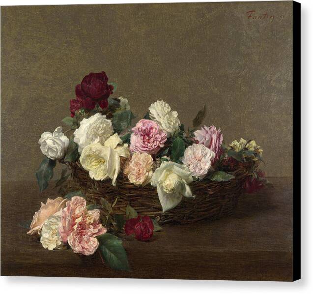 A Basket of Roses - Canvas Print
