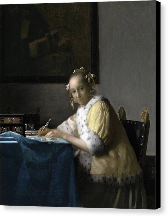 A Lady Writing - Canvas Print