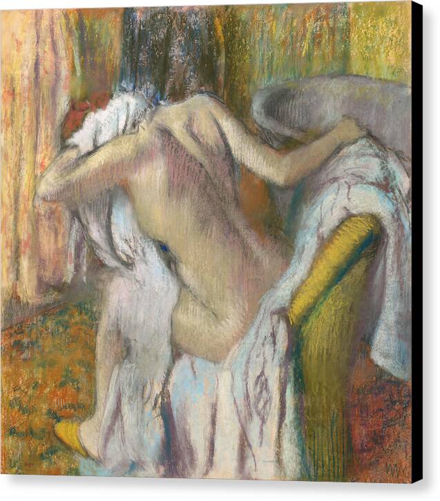 After the Bath, Woman Drying Herself - Canvas Print