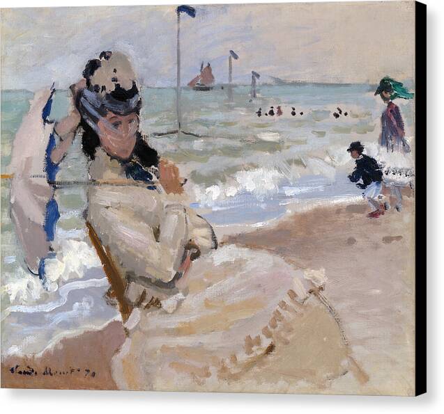 Camille on the Beach in Trouville - Canvas Print