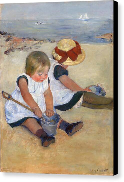 Children Playing on the Beach - Canvas Print