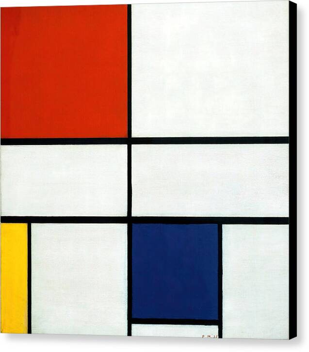 Composition C No.III with Red, Yellow and Blue - Canvas Print