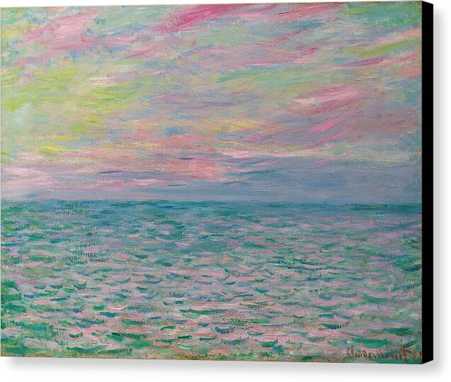 Coucher De Soleil A Pourville, Pleine Mer - Canvas Print