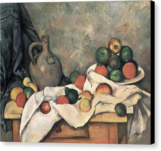 Curtain, Jug and Fruit Bowl - Canvas Print