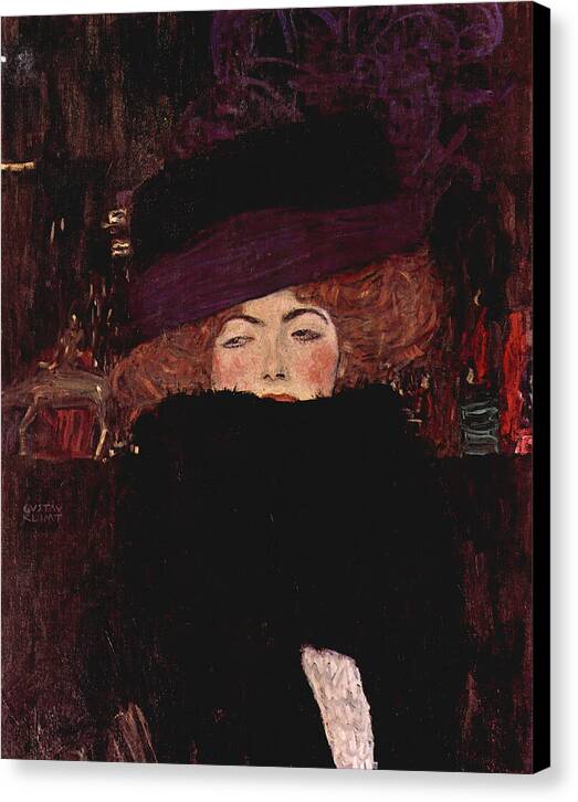 Dame mit Hut und Federboa - Canvas Print