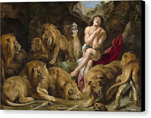 Daniel in the Lions Den - Canvas Print