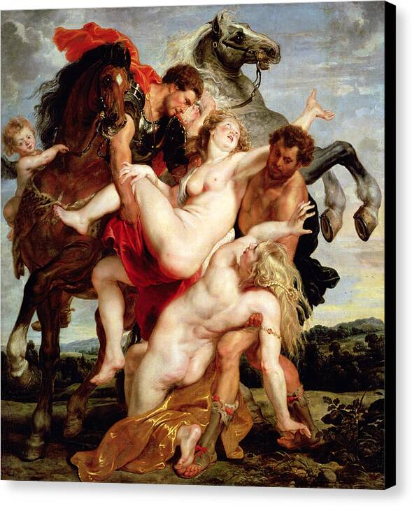 De ontvoering van de Dochters van Leucippus - Canvas Print