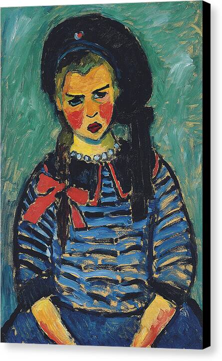 Girl With Red Ribbon - Canvas Print