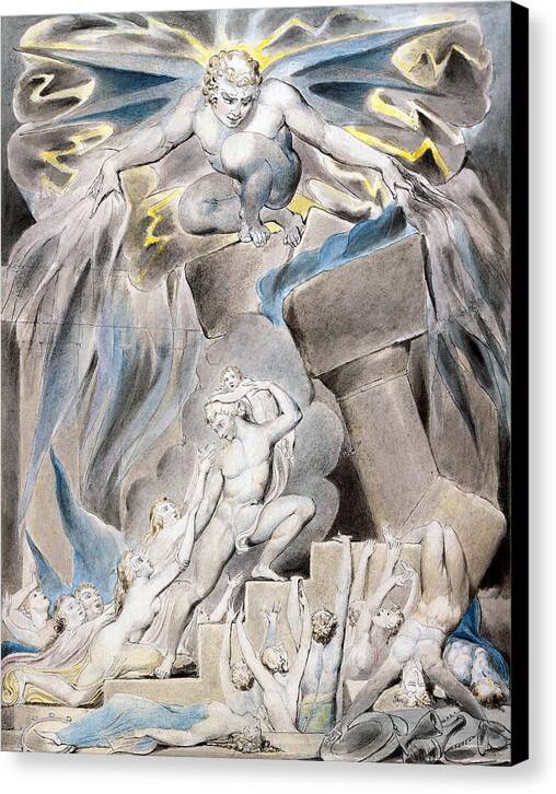 Job's Sons and Daughters Overwhelmed by Satan - Canvas Print
