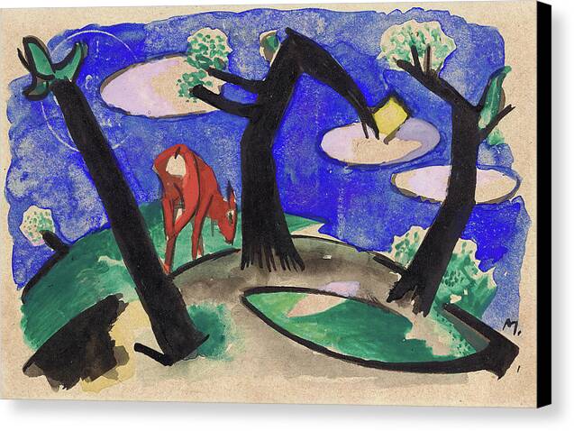 Landscape with a Red Animal - Canvas Print