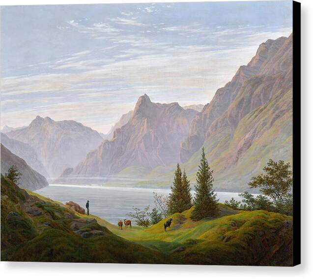 Landscape with Mountain Lake, Morning - Canvas Print