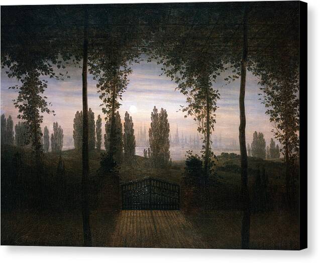 Landschaft mit Pergola und Gartentor - Canvas Print