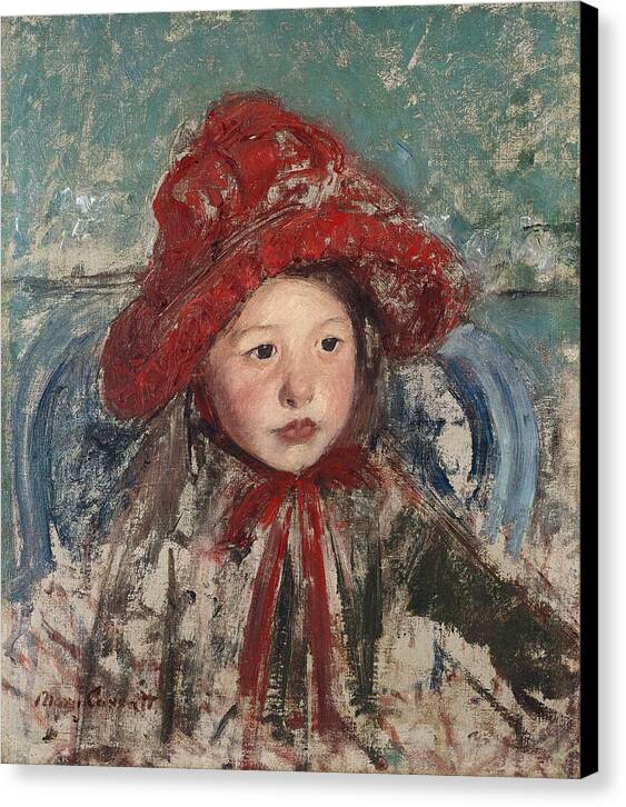 Little Girl in a Large Red Hat - Canvas Print