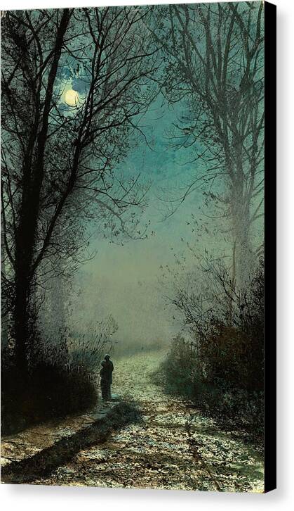 Lovers on a Moonlit Lane - Canvas Print