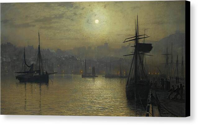 Old Scarborough, Full Moon, High Water - Canvas Print