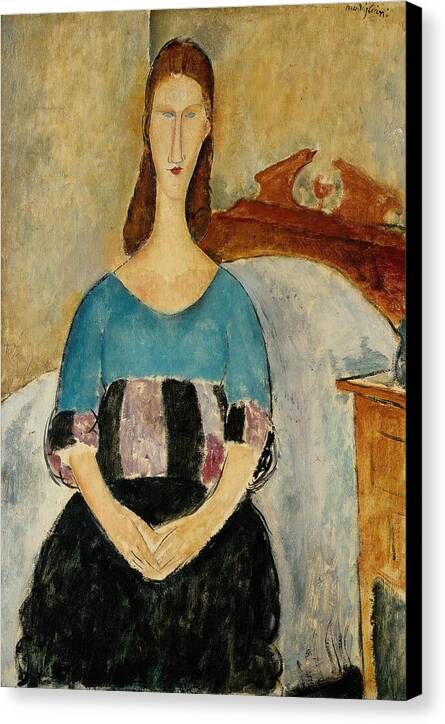 Portrait of Jeanne Hebuterne, Seated - Canvas Print