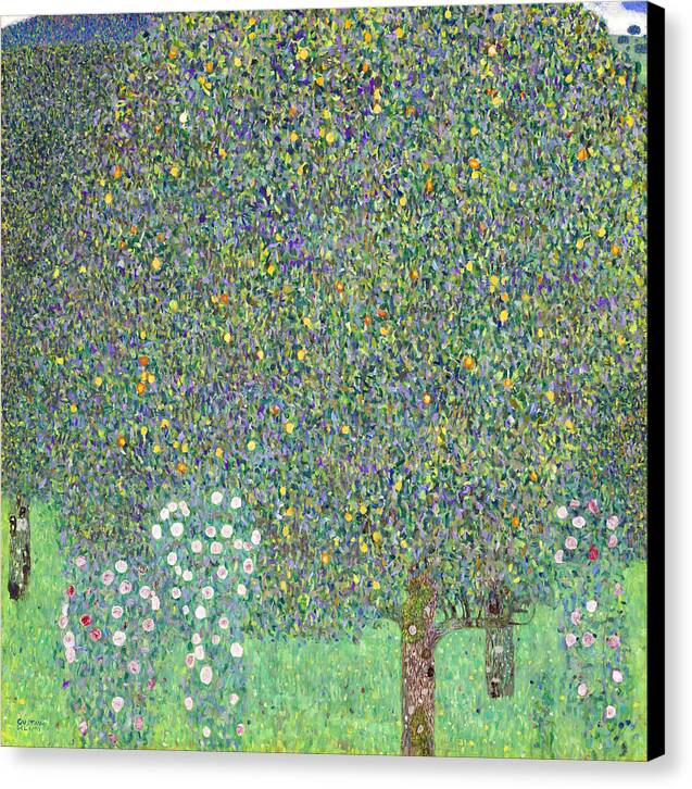 Rosebushes Under the Trees - Canvas Print