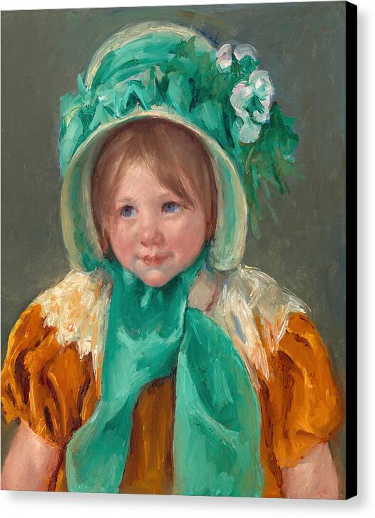 Sara in a Green Bonnet - Canvas Print