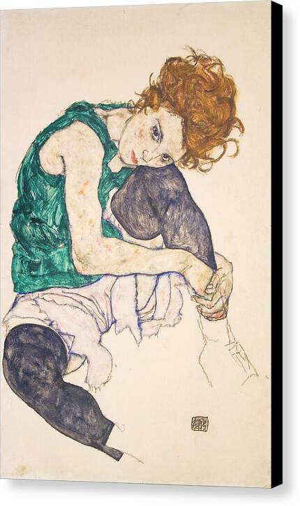 Seated Woman with Bent Knees - Canvas Print
