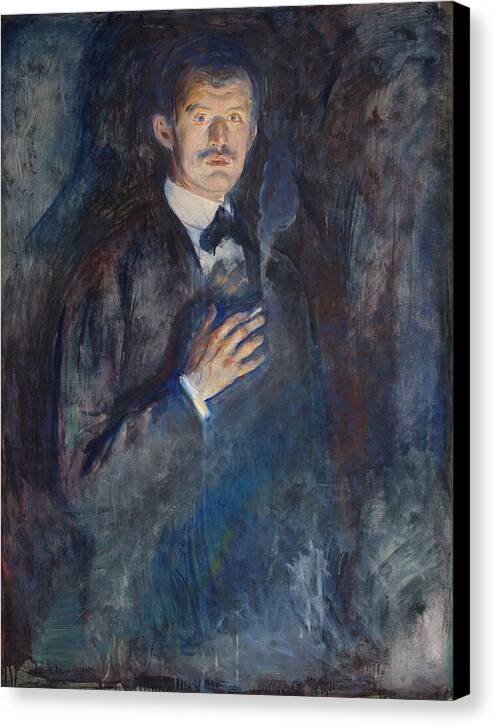 Self-Portrait with Cigarette - Canvas Print