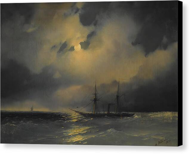 Shipping In Moonlight - Canvas Print