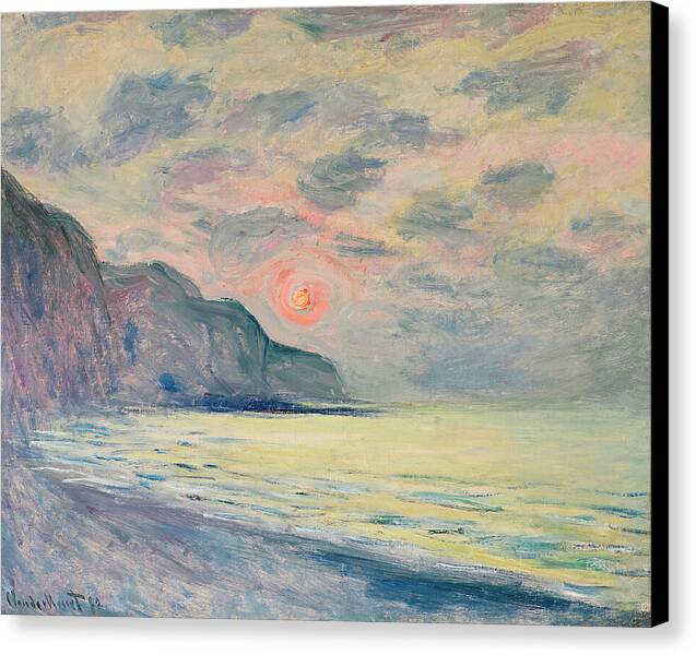 Soleil couchant, temps brumeux, Pourville - Canvas Print