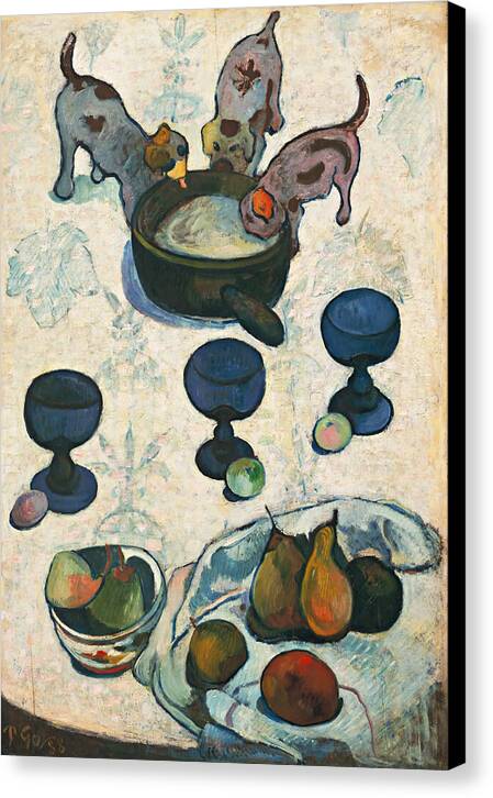 Still Life with Three Puppies - Canvas Print