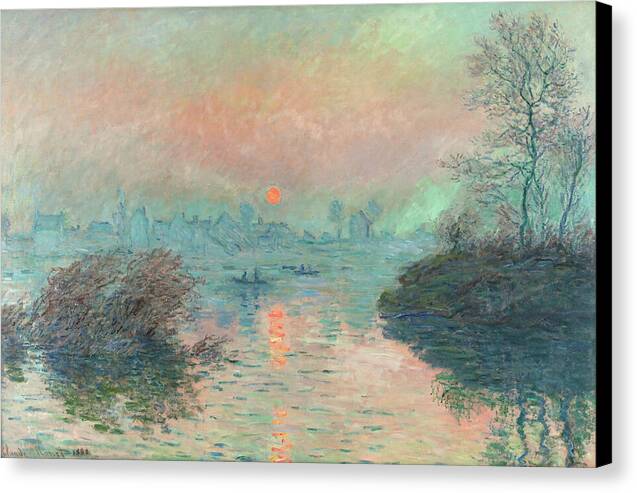 Sunset on the Seine at Lavacourt, Winter Effect - Canvas Print