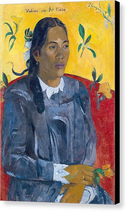 Tahitian Woman with a Flower - Canvas Print