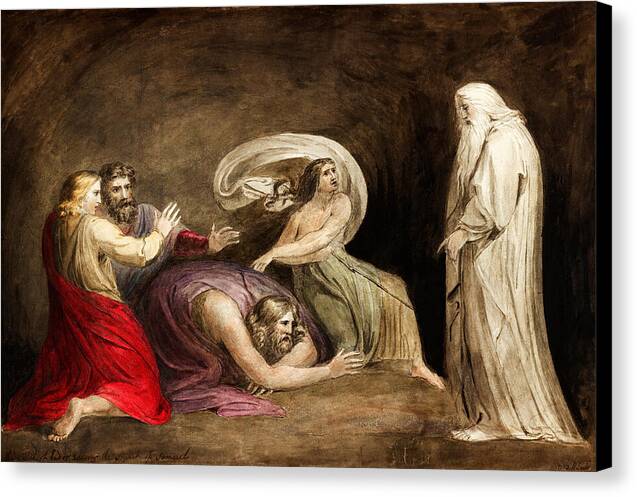 The Witch of Endor Raising the Spirit of Samuel - Canvas Print