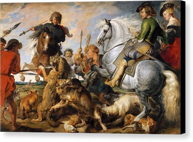 The Wolf and Fox Hunt - Canvas Print