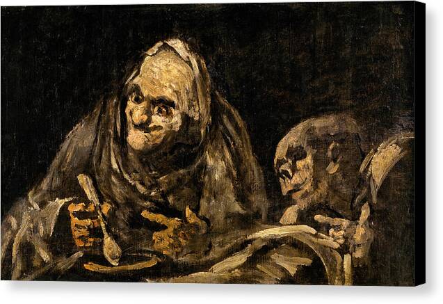 Two Old Ones Eating Soup - Canvas Print