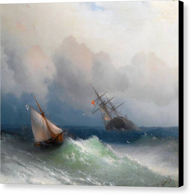 Two Ships At Sea - Canvas Print