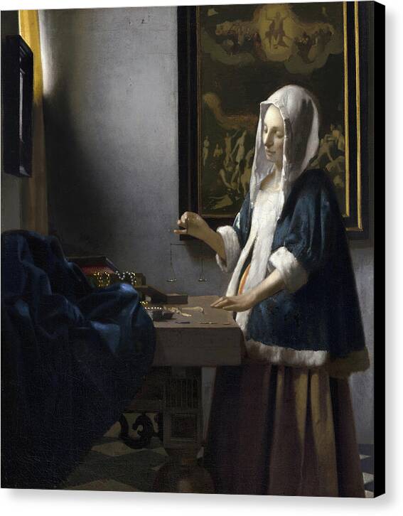Woman Holding a Balance - Canvas Print
