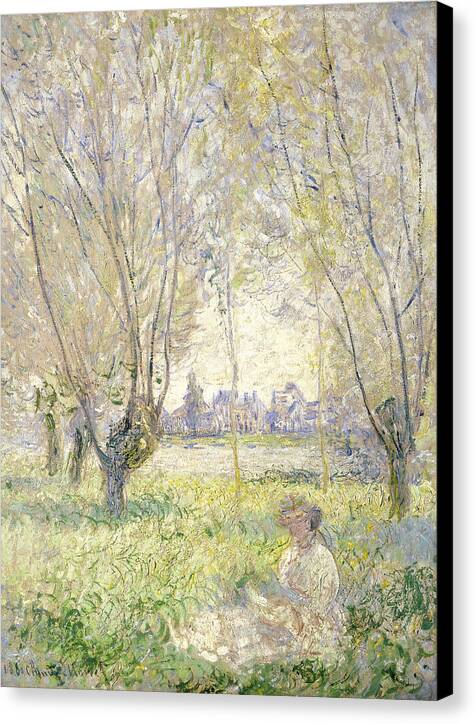 Woman Seated under the Willows - Canvas Print