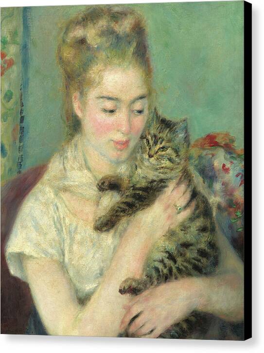 Woman with a Cat - Canvas Print