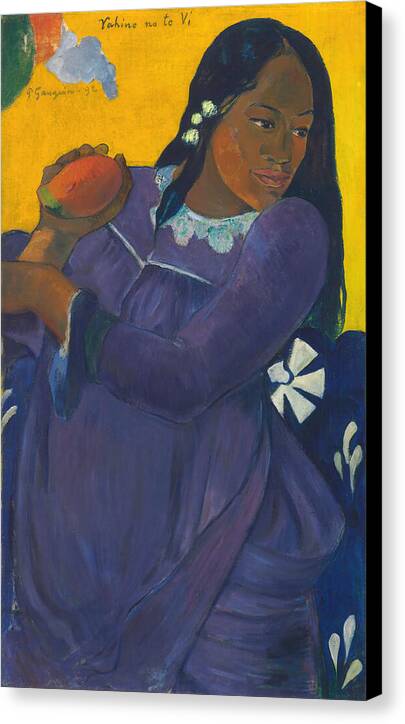 Woman with a Mango - Canvas Print