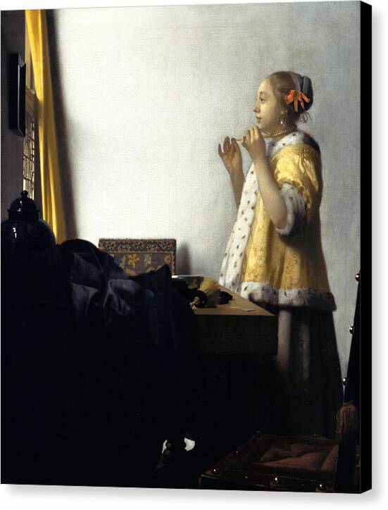 Woman with a Pearl Necklace - Canvas Print