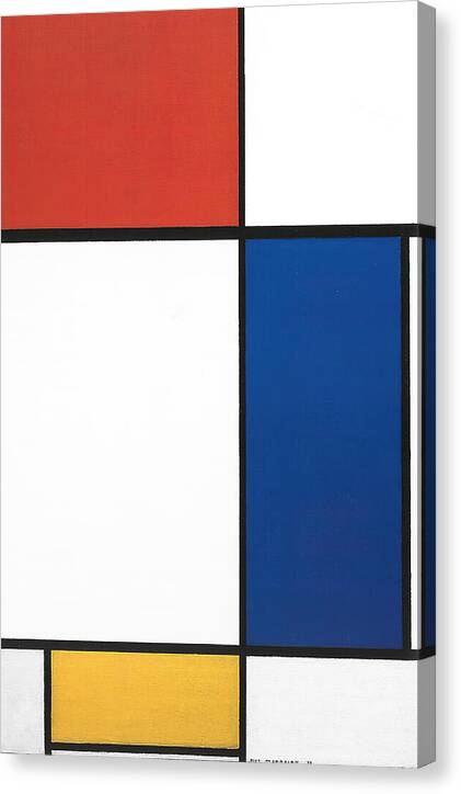 Large Composition with Red, Blue, and Yellow - Canvas Print