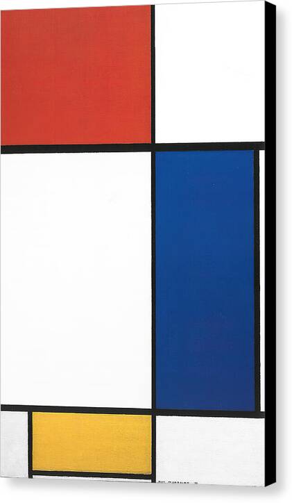 Large Composition with Red, Blue, and Yellow - Canvas Print