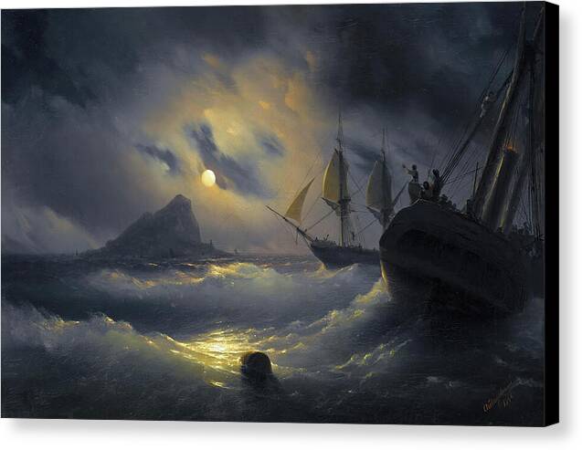 Gibraltar by Night - Canvas Print