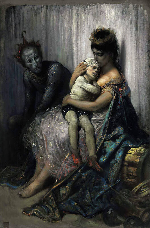 The Family of Street Acrobats - the Injured Child 1 - Art Print