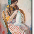 Young Girl Sewing - Canvas Print