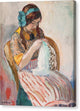 Young Girl Sewing - Canvas Print
