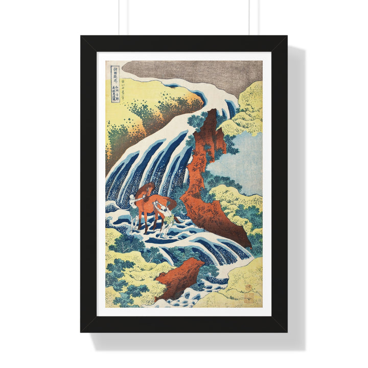 The Yoshitsune Horse-Washing Falls at Yoshino, Izumi Province by Katsushika Hokusai - Framed Print - Zapista