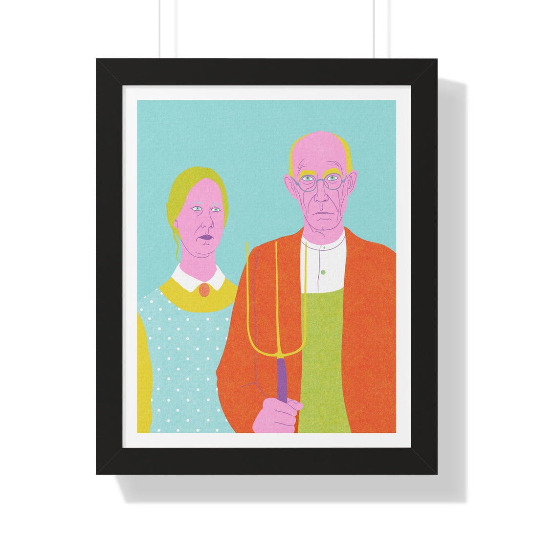 American Gothic Risograph - Framed Print - Zapista