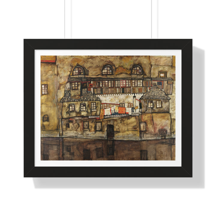 House Wall on the River by Egon Schiele - Framed Print - Zapista