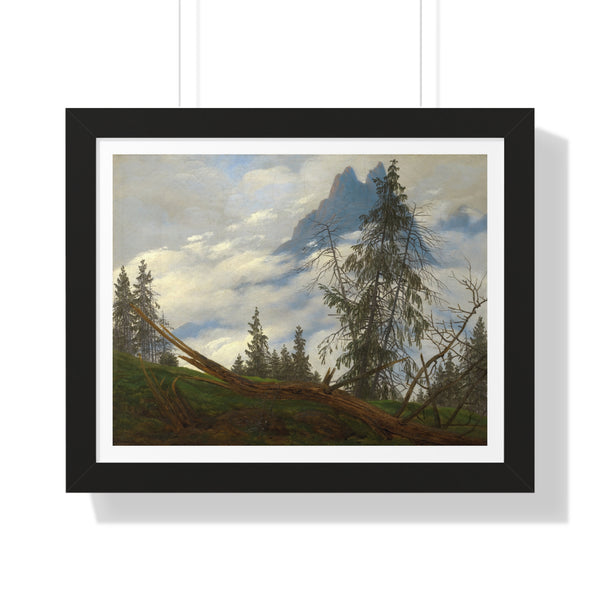 Mountain Peak with Drifting Clouds by Caspar David Friedrich - Framed Print - Zapista