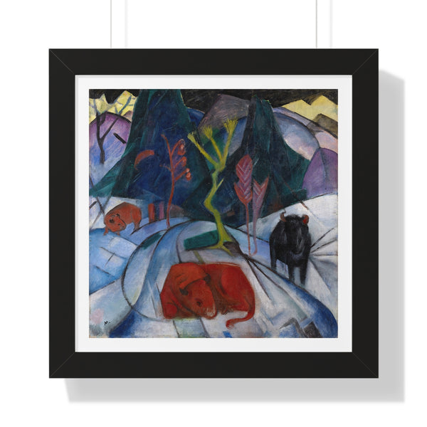 Bison in Winter (Red Bison) by Franz Marc - Framed Print - Zapista